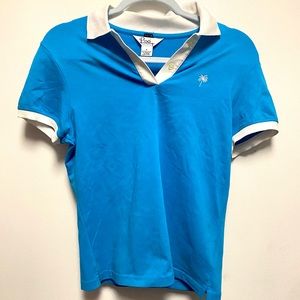 Vintage Lilly Pulitzer white collar polo.Slim fit size small Turquoise teal aqua